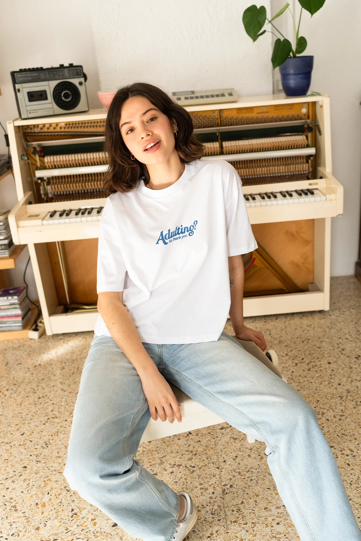 Adulting? No, thanks | White Cropped Tee - Image 3