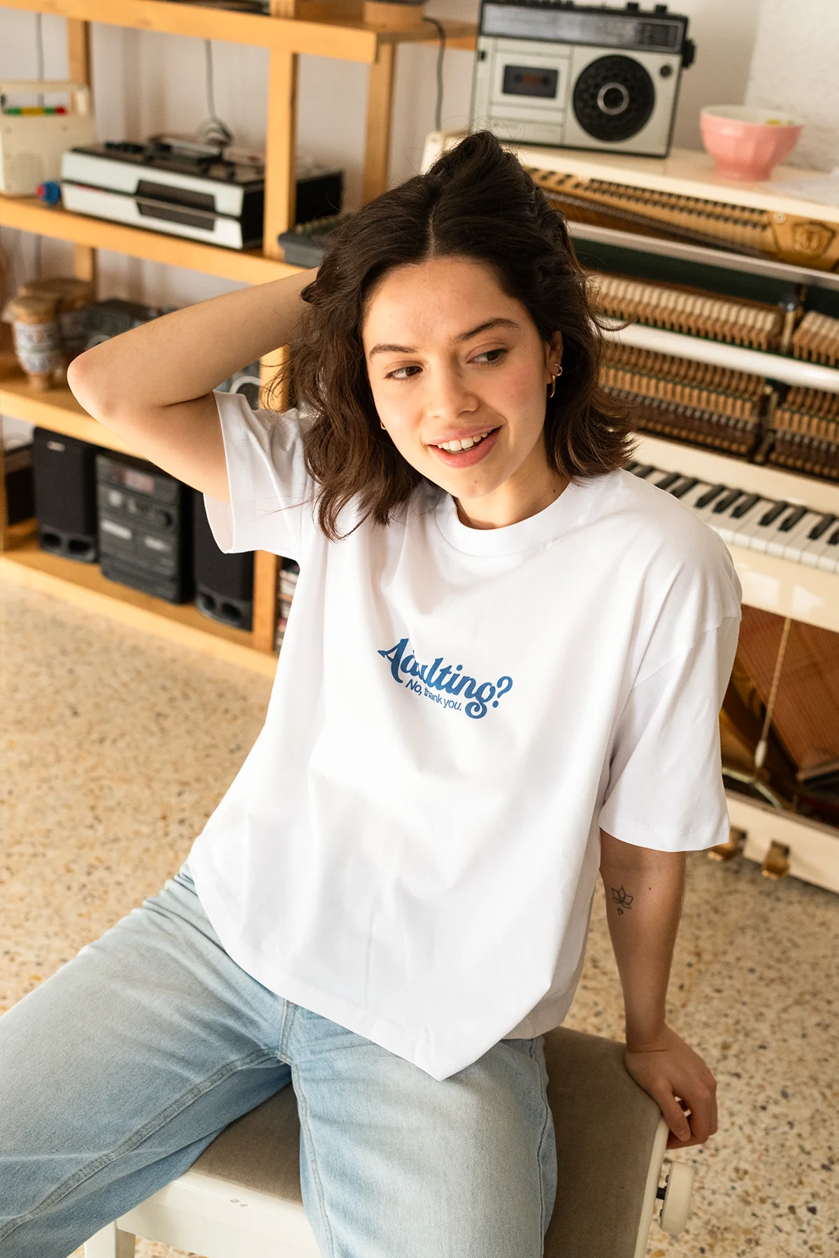 Adulting? No, thanks | White Cropped Tee - Image 7