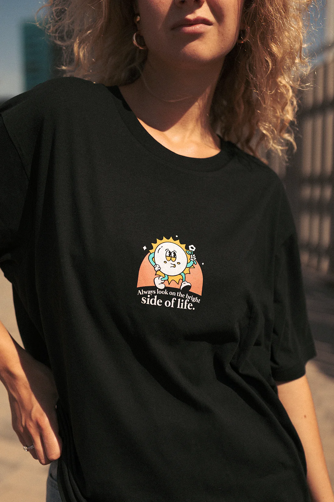 Always look on the bright side of life | Black Tee - Image 3