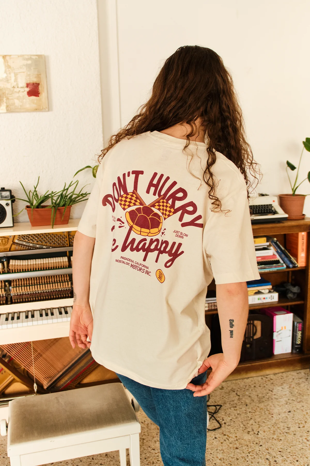 Don't Hurry Be Happy | Natural Tee - Image 5