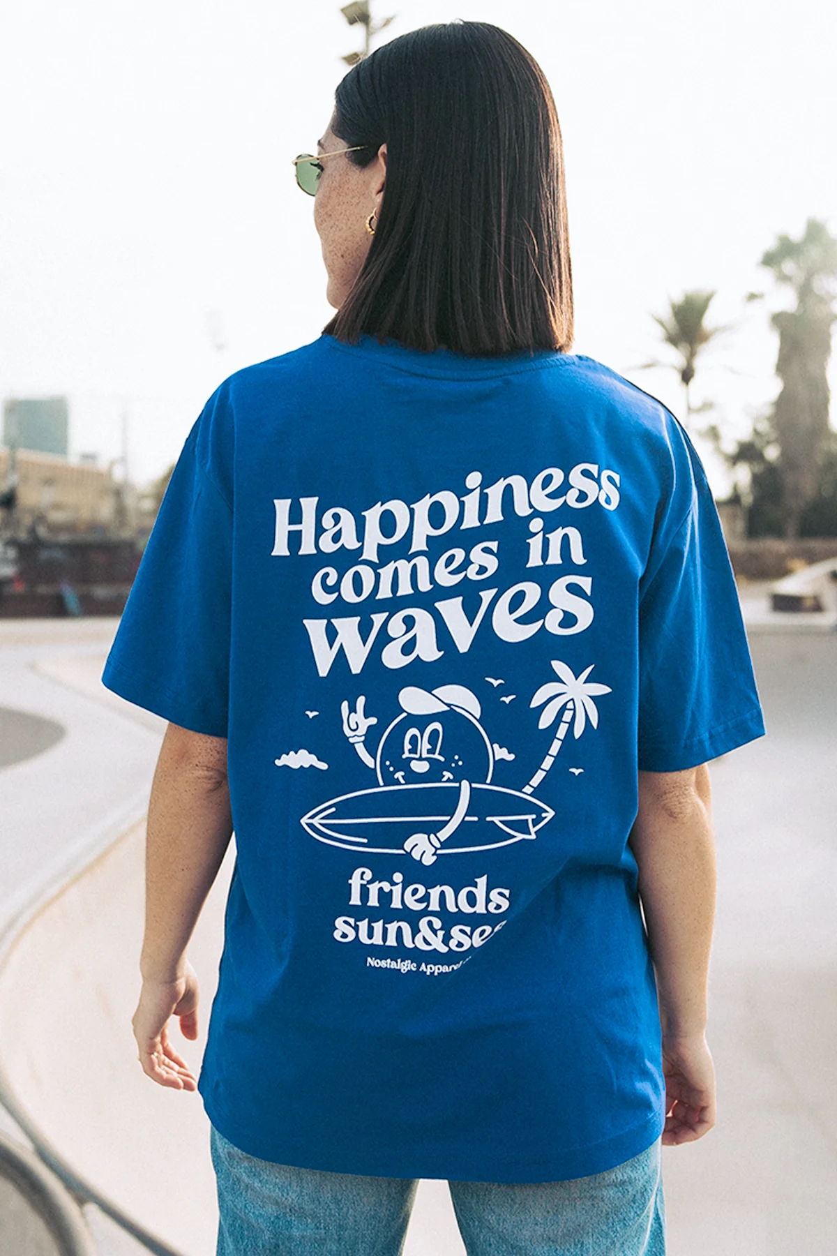 Happiness comes in waves | Blue Tee - Image 4