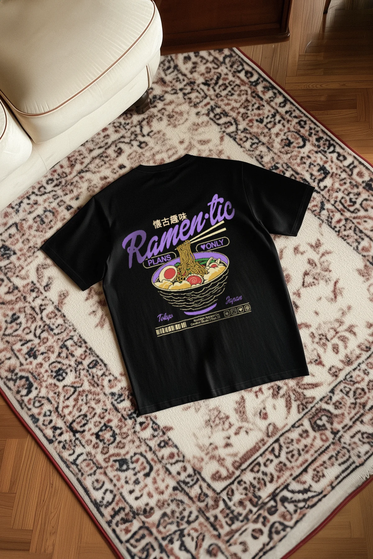 Ramen-tic plans only | Black Tee - Image 3